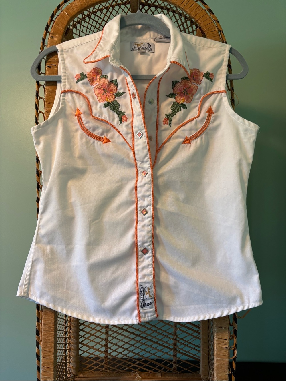 Panhandle Slim Vintage Western Wear | Sleeveless Pearl Snap Shirt | Rodeo | Moto
